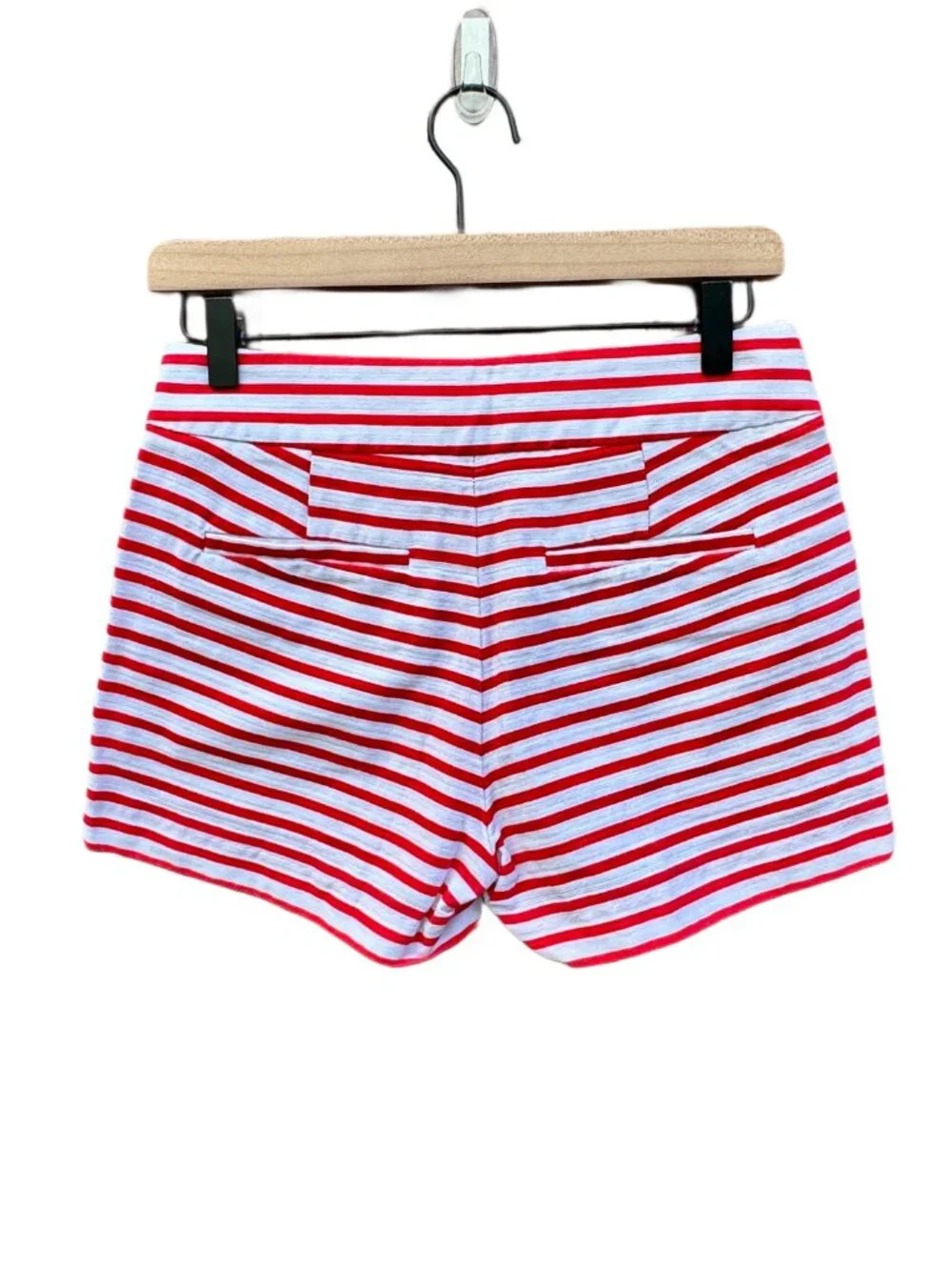 J.Crew Shorts Sz 00 Red White Stripe Pockets Linen Blend Nautical Prep